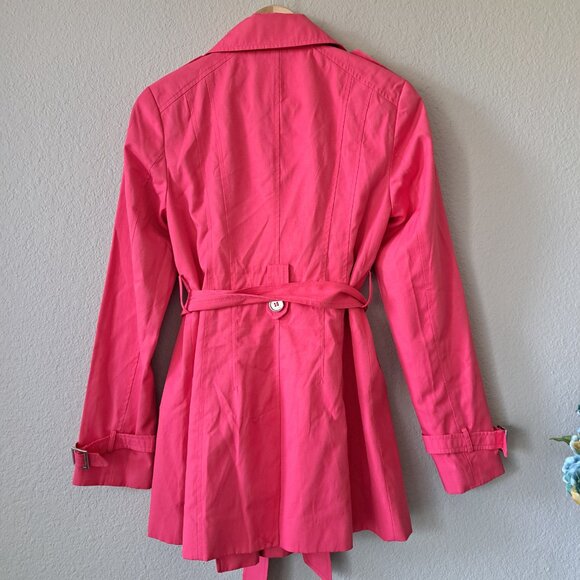🩵Express Modern Whimsy Hot Pink Trench Coat Size XS - Picture 8 of 14